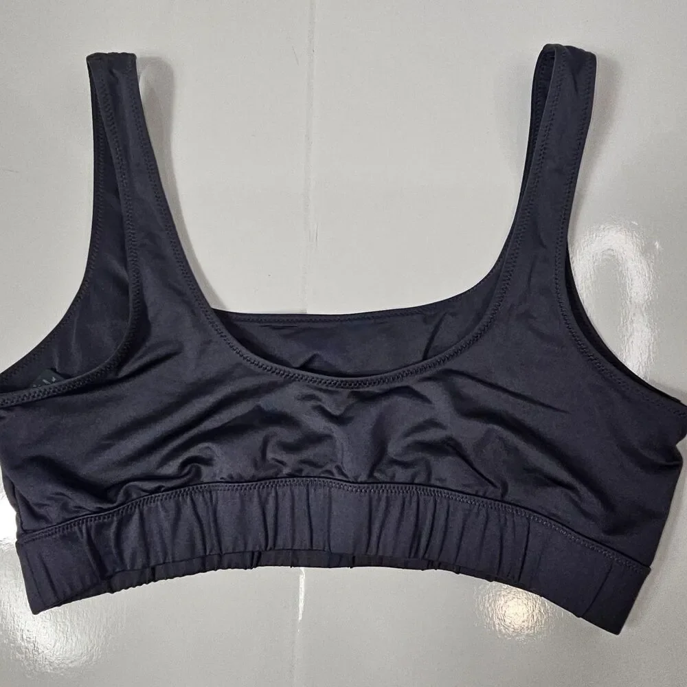Skims Swim Top Womens XL Gray Bralette Bikini Wide Strap Lined Stretch Quick Dry
